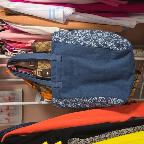 NWT Stitch large denim Tote zip top - Picture 3 of 5